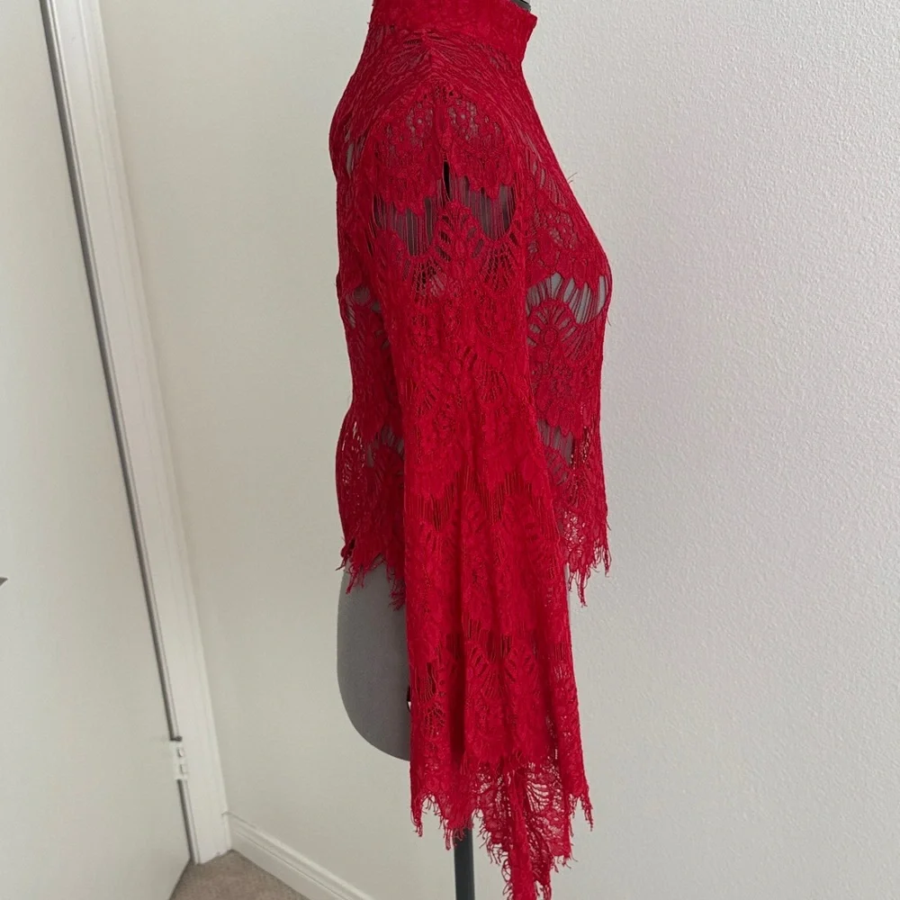 MINKPINK Red Lace Blouse
